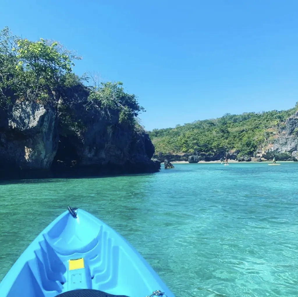Kayaking through a turquoise lagoon in Rote Island